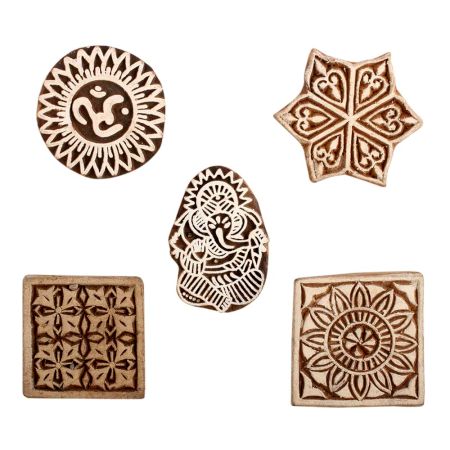 Set of 5 Piece New Mix Wooden Printing Block